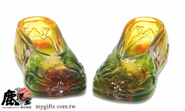 鹿港窯禮品館│居家開運琉璃小擺飾 繡花鞋