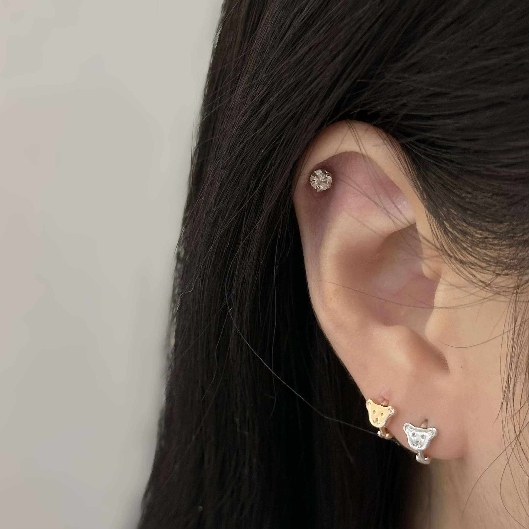 Z01小熊純銀極小圈易扣