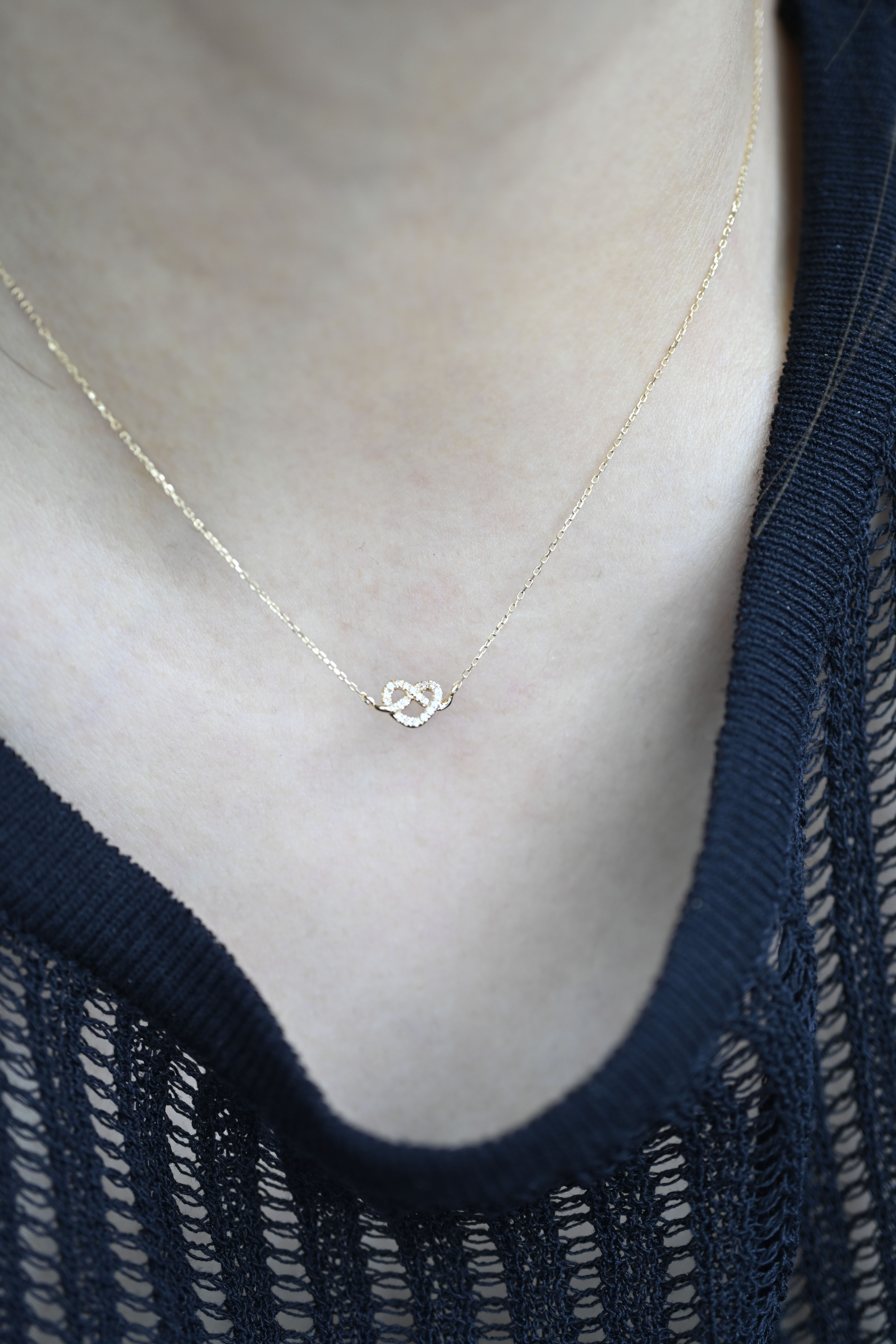18K Brezel Diamond Necklace