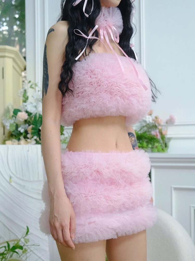 ArtByTastybabe 夏日可愛公主風 網紗抹胸 短裙 勃圍 三件套