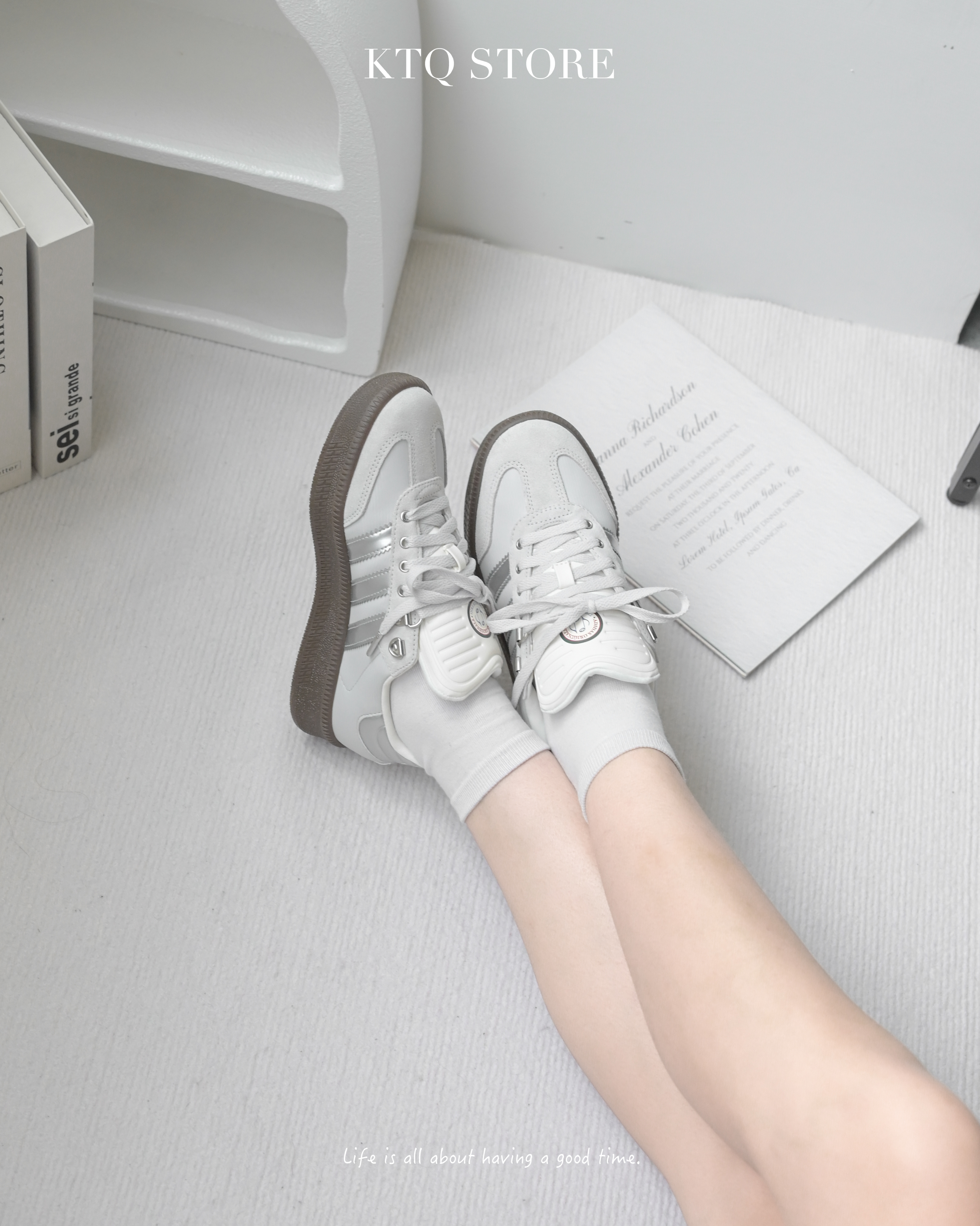 KTQ STORE ‧ ADIDAS SAMBA XLG BLUE TRIO 奶油白銀  JP5667