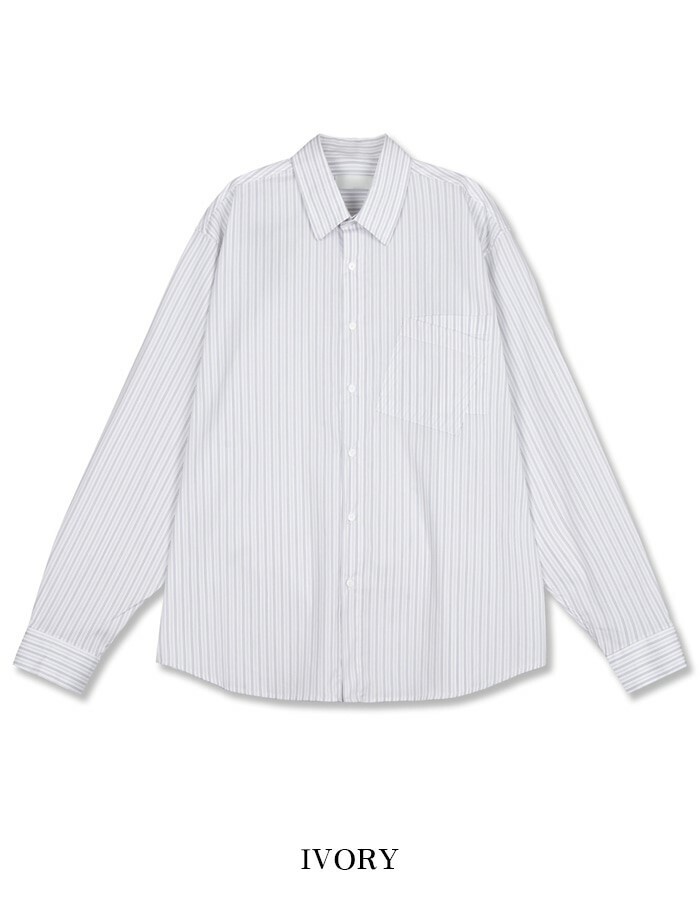 斜口袋條紋襯衫