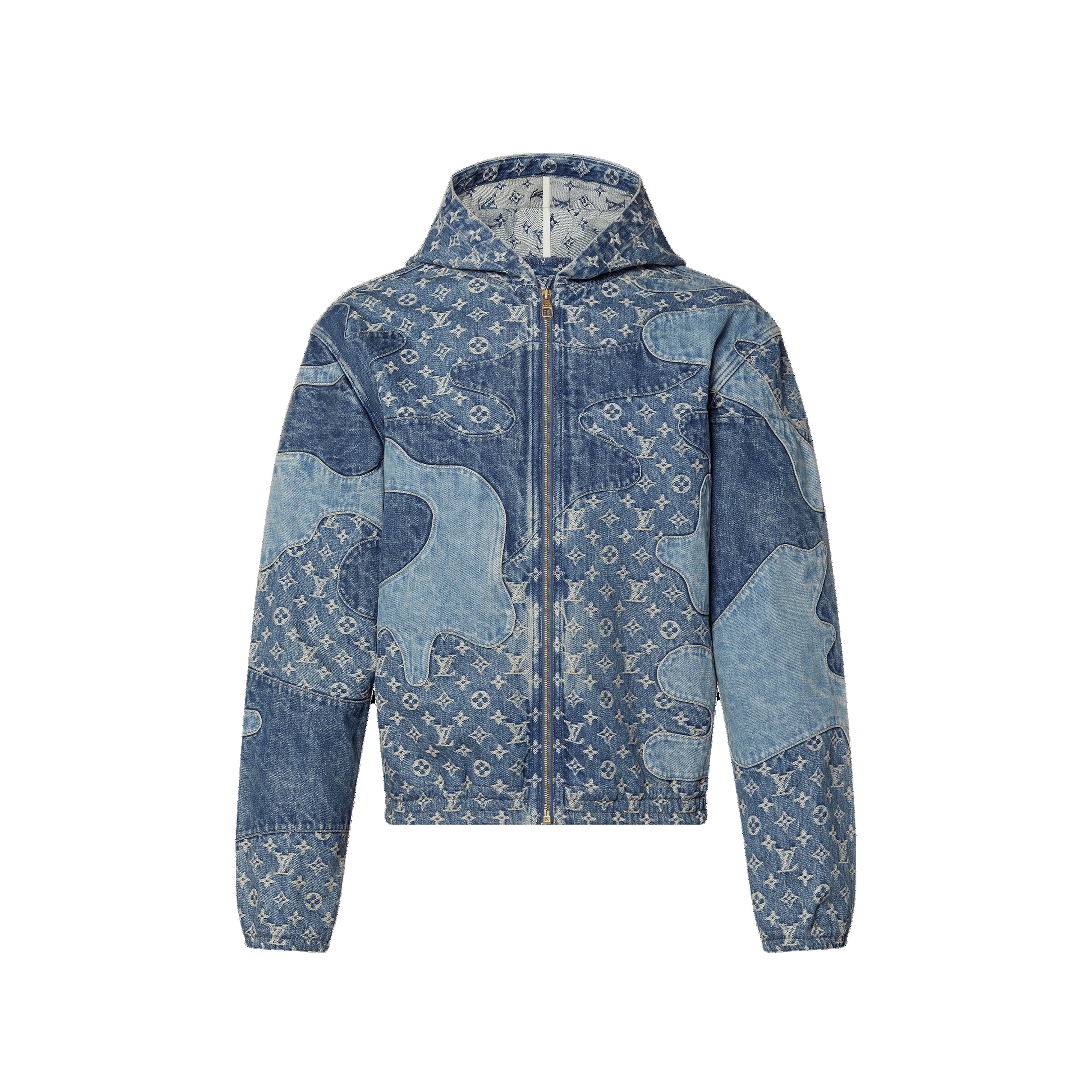 LOUIS VUITTON MONOGRAM PATCHWORK DENIM HOODIE LV 老花 拼接 牛仔連帽外套-1A9GH6