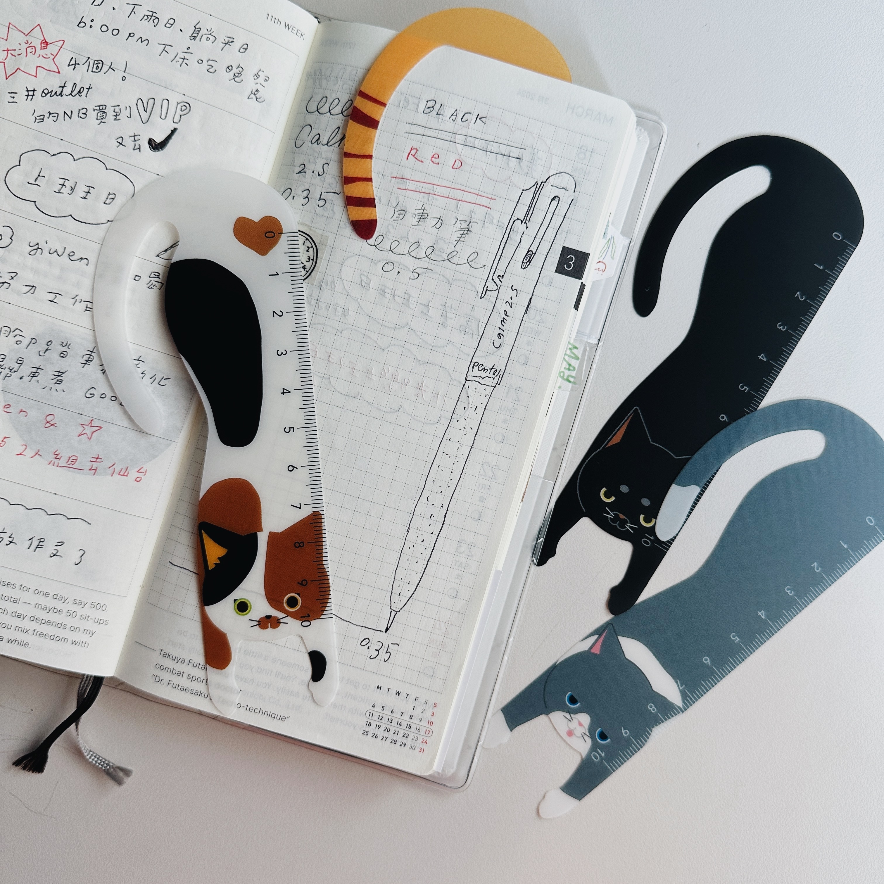 懸掛貓咪書籤尺｜日本 Velos