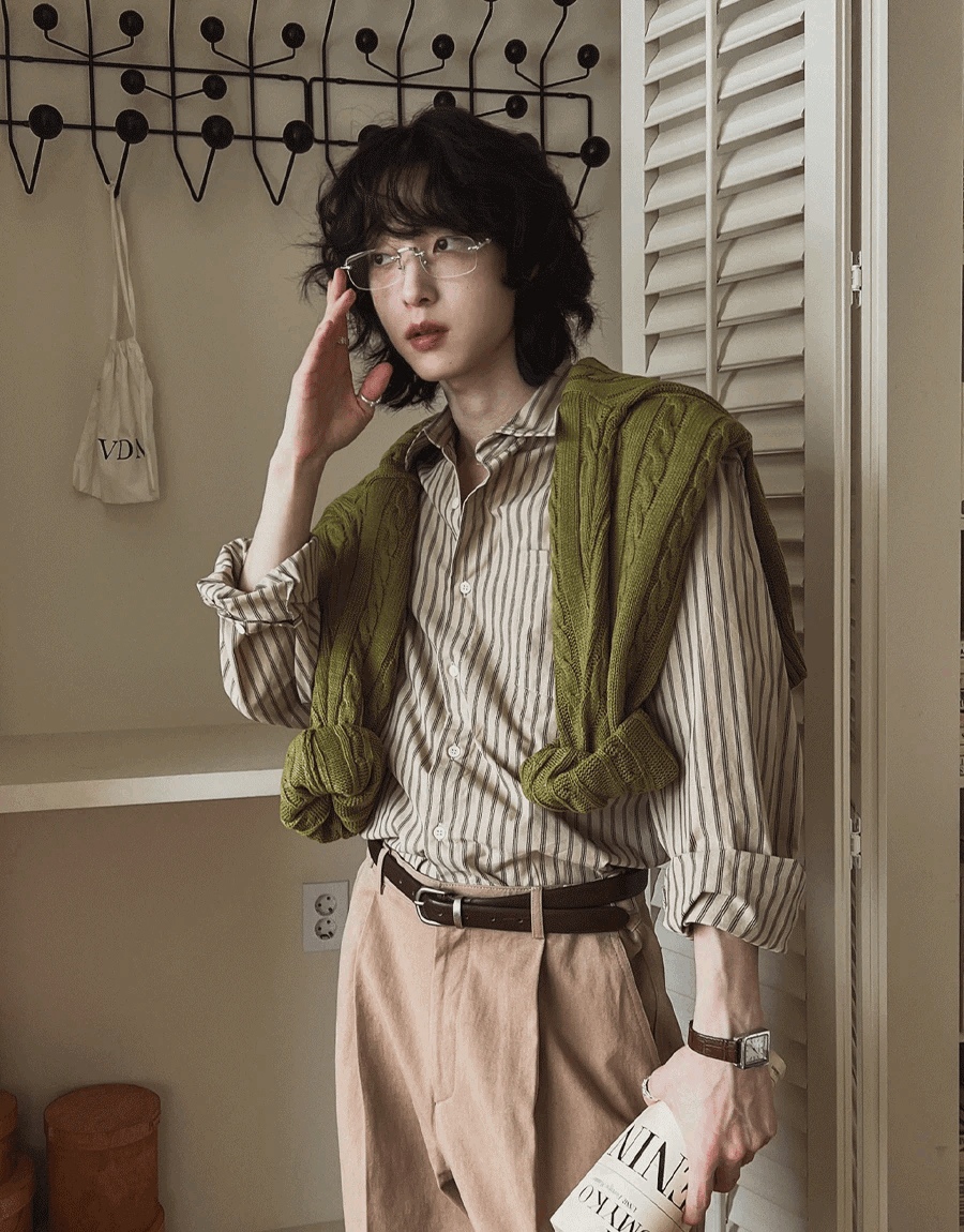 北極條紋長袖襯衫