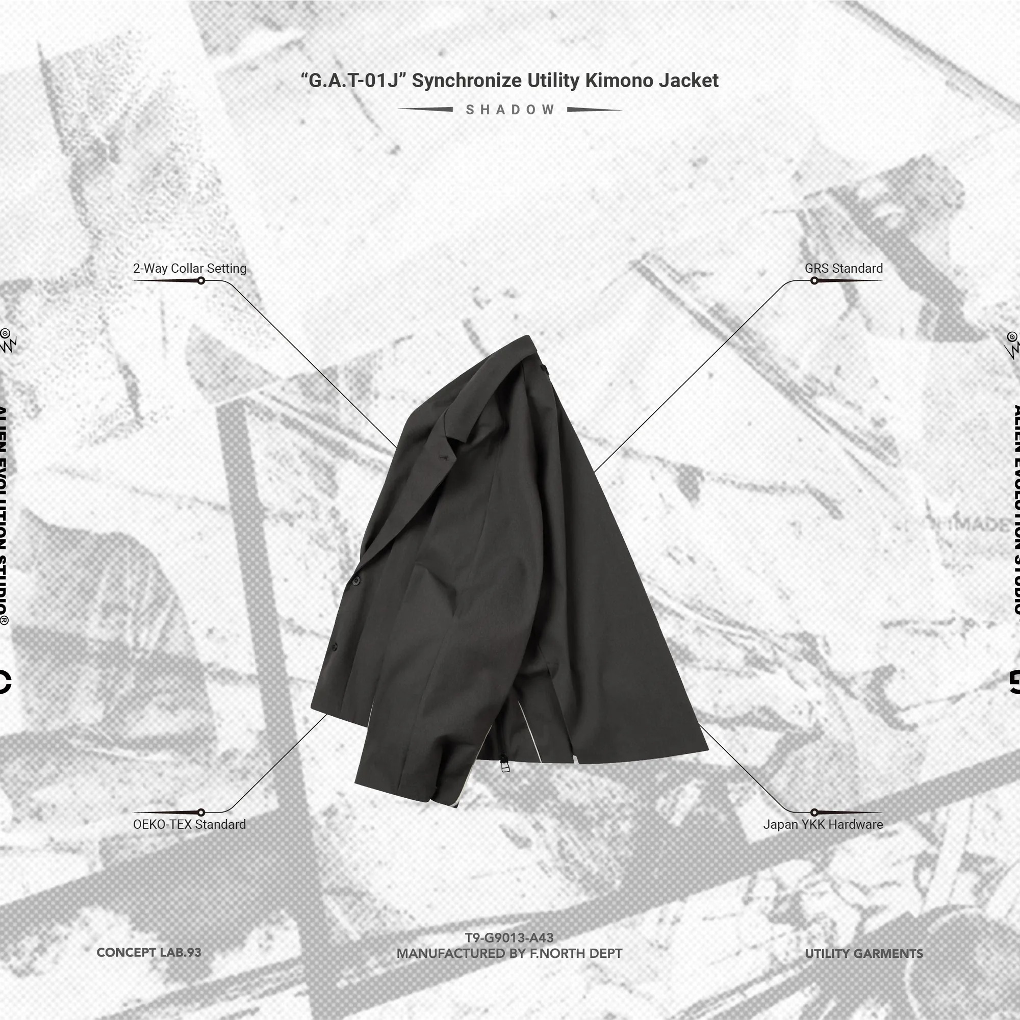AES x GOOPiMADE “G.A.T-01J” Synchronize Utility Kimono Jacket - Shadow