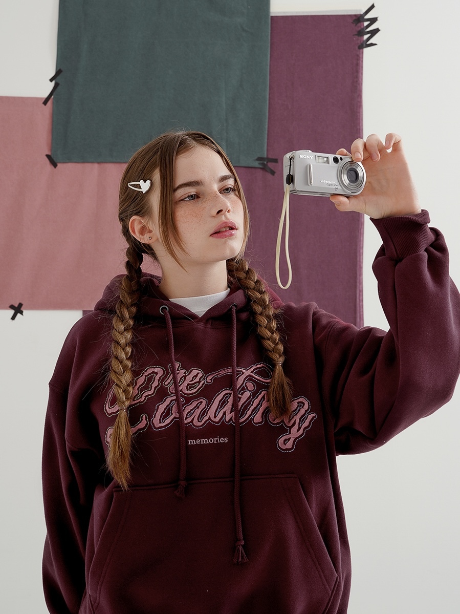 <預購> 韓國WV PROJECT 電繡Loading Memory高磅刷毛帽T#帽踢