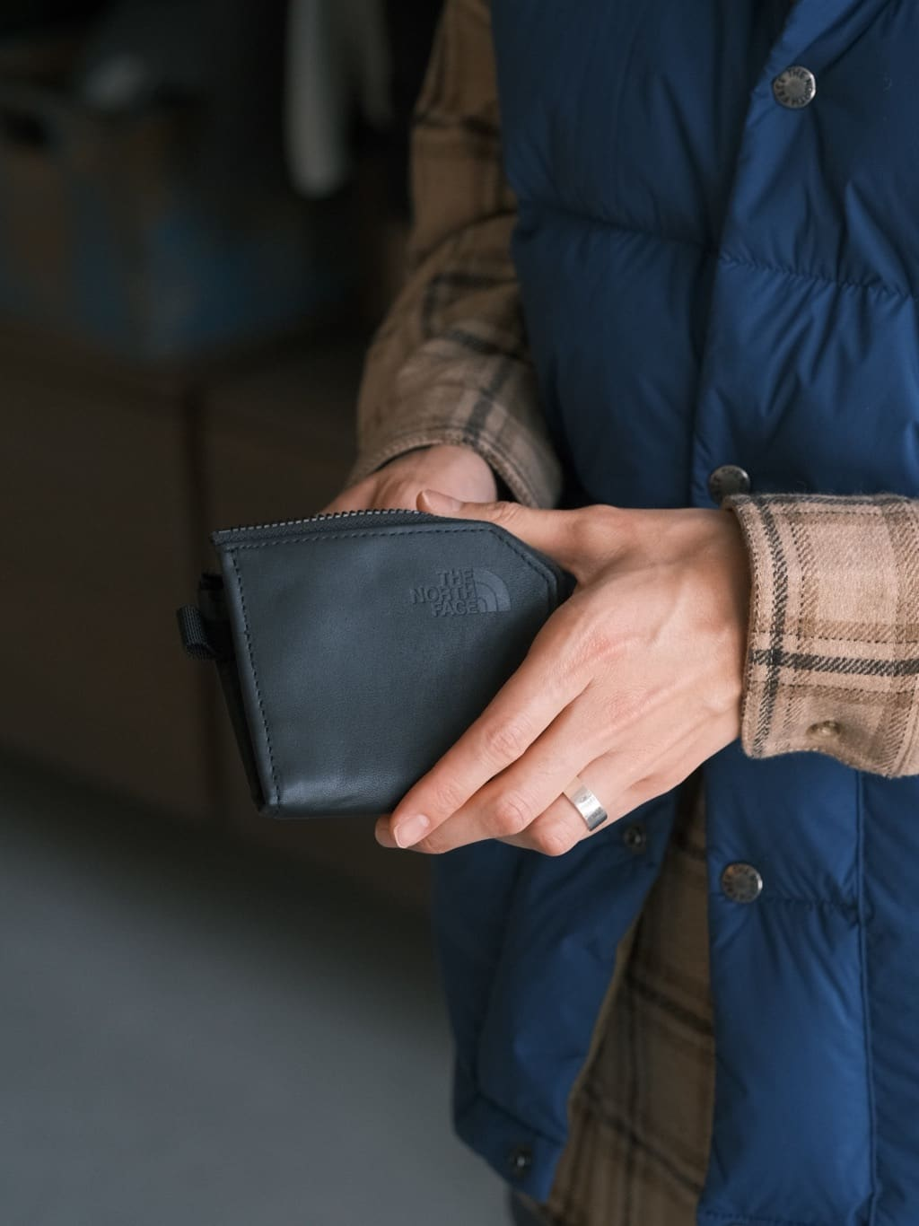 日本 TNF 皮革零錢包