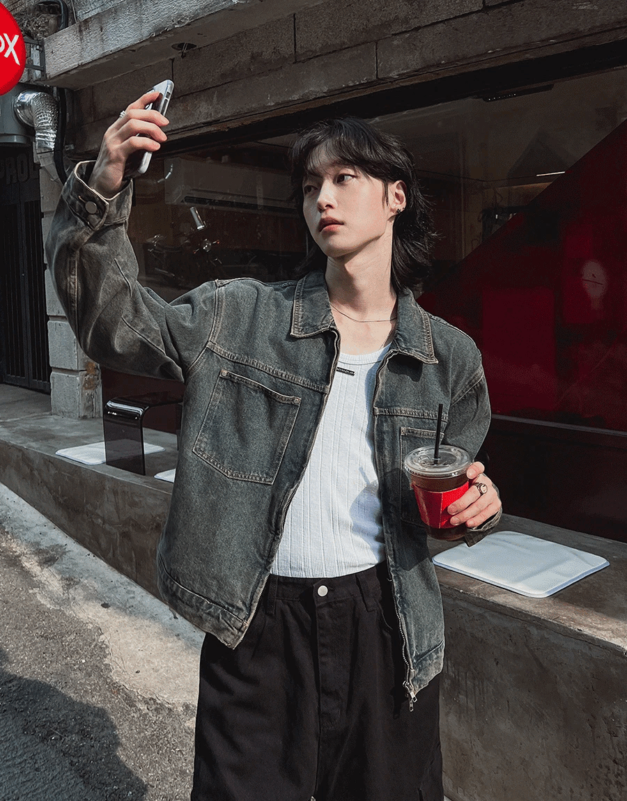 鉚釘口袋牛仔外套