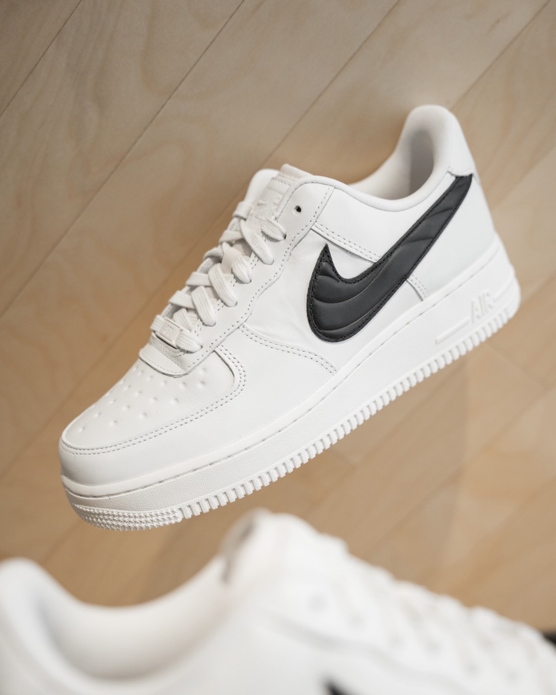Nike Air Force 1 '07 Quilted Swoosh 奶油熊貓 白底黑勾 大勾 皮革防潑水