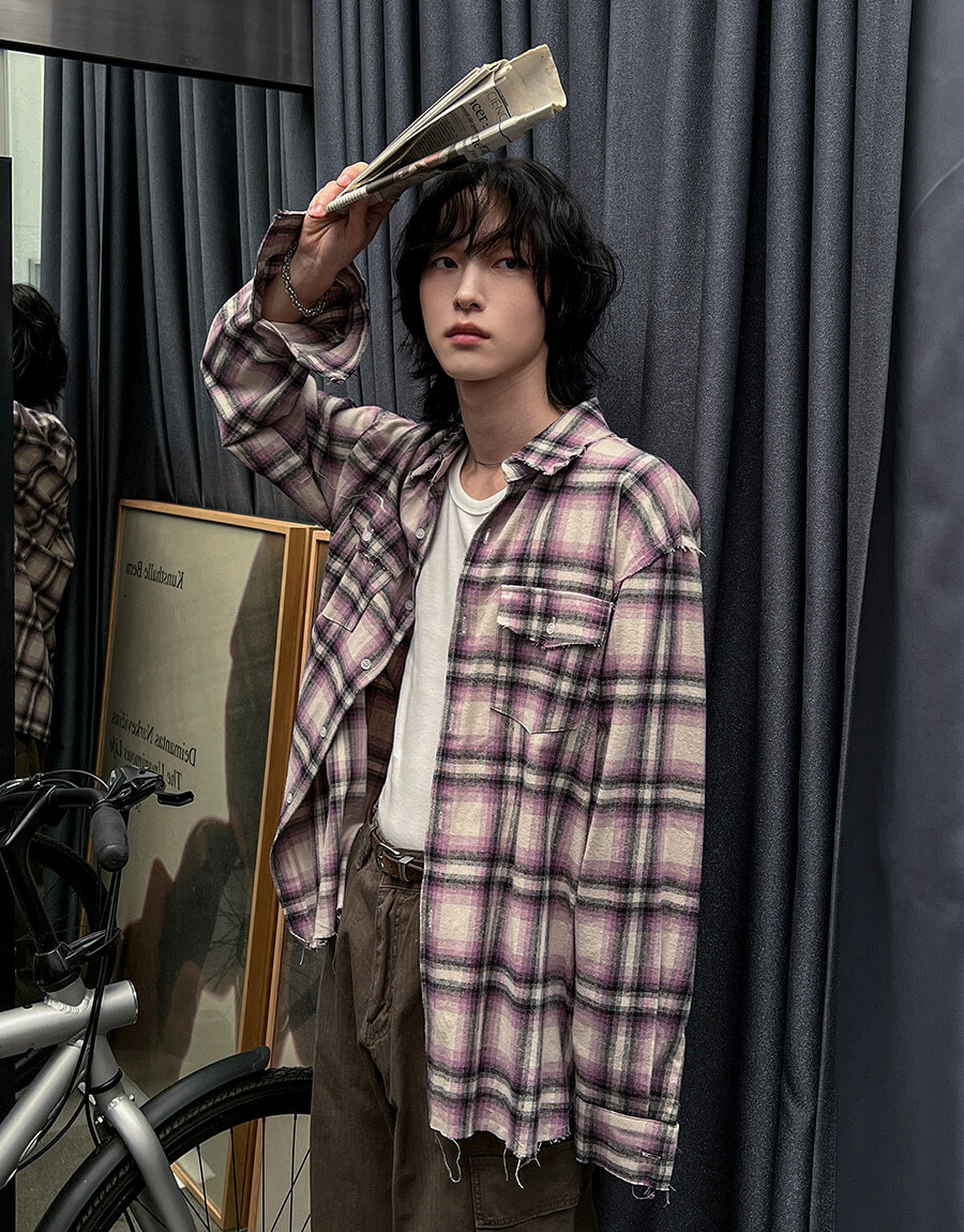 Dekki 寬鬆破壞格紋襯衫