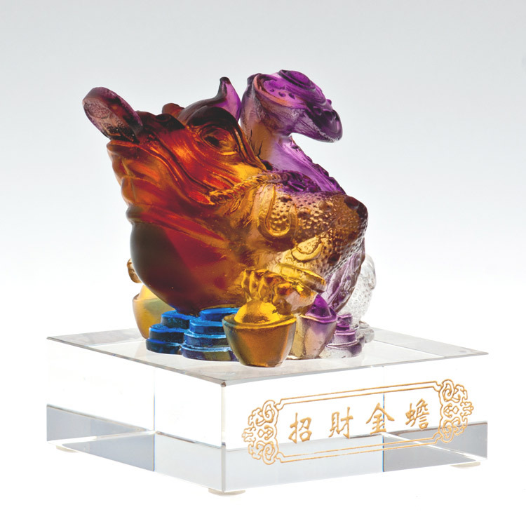 鹿港窯禮品館│居家開運琉璃-擺飾   發財蟾蜍  店內收銀台擺飾