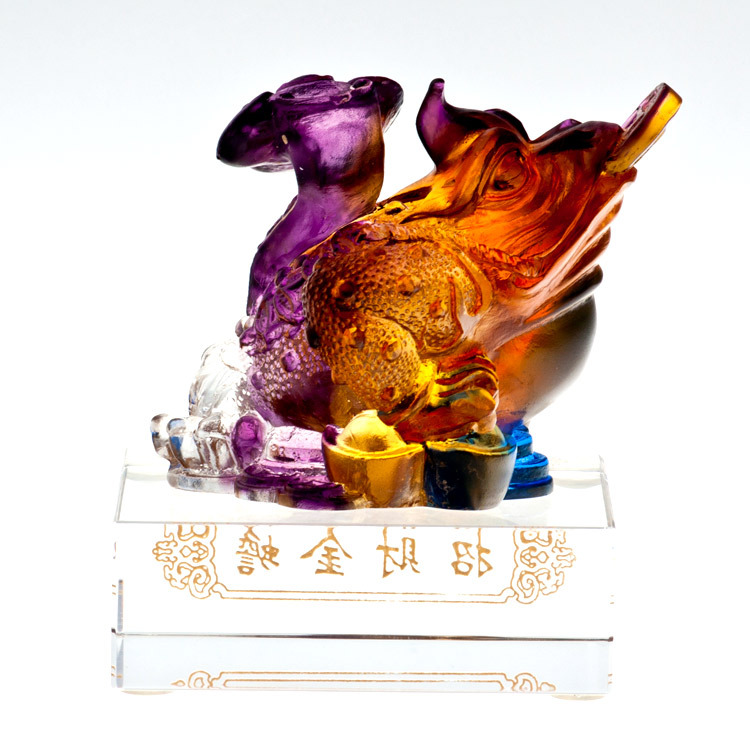 鹿港窯禮品館│居家開運琉璃-擺飾   發財蟾蜍  店內收銀台擺飾