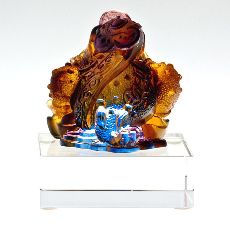 鹿港窯禮品館│居家開運琉璃-擺飾   發財蟾蜍  店內收銀台擺飾