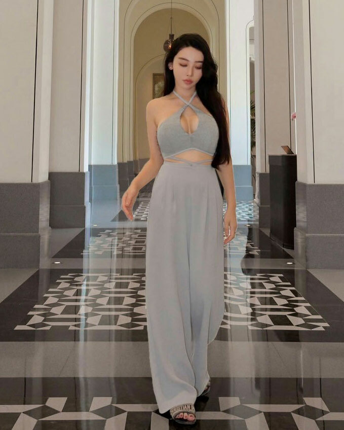 ⭒訂製-性感削肩鏤空交叉套裝