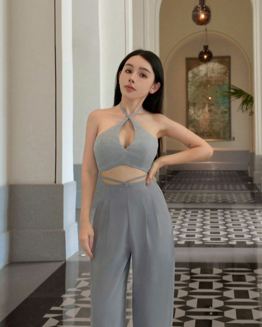 ⭒訂製-性感削肩鏤空交叉套裝