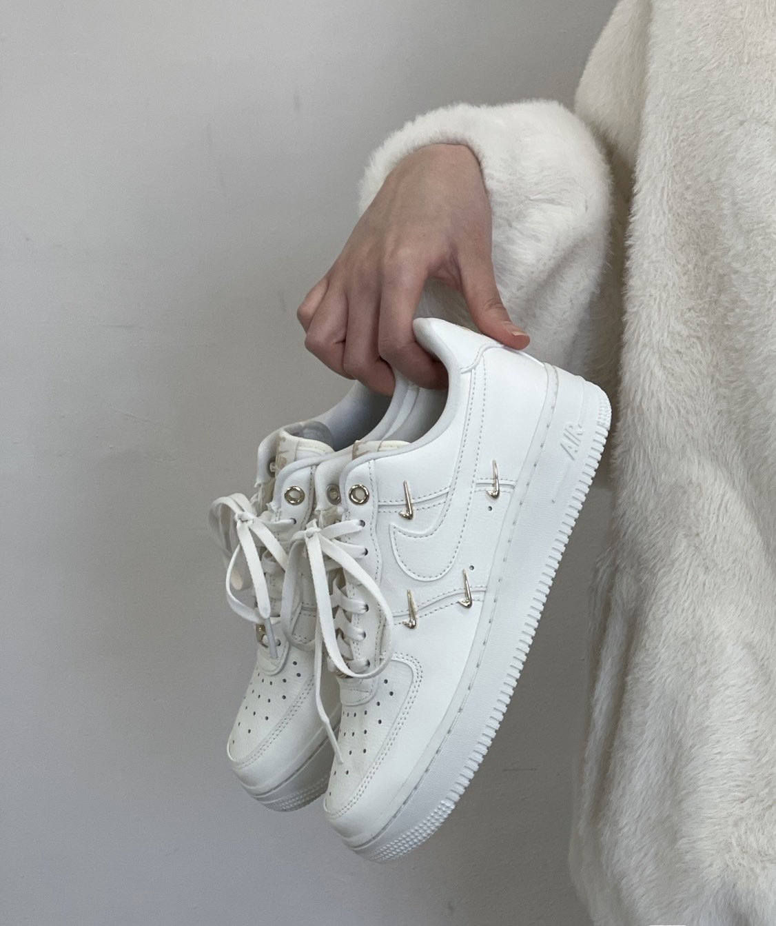 NIKE AIR FORCE 1 小金勾 四勾 米白  小白鞋 女鞋 AF1