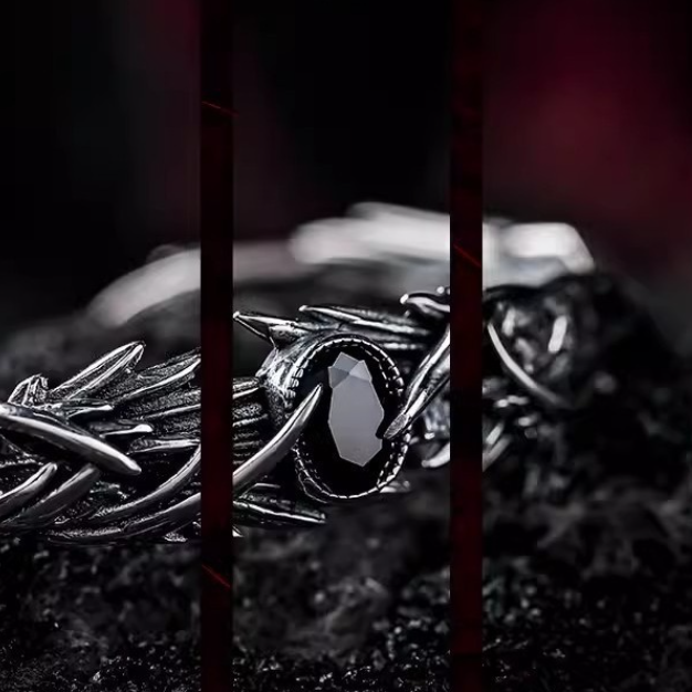 【ACLH089】立體浮雕羽翼暗黑石設計手環