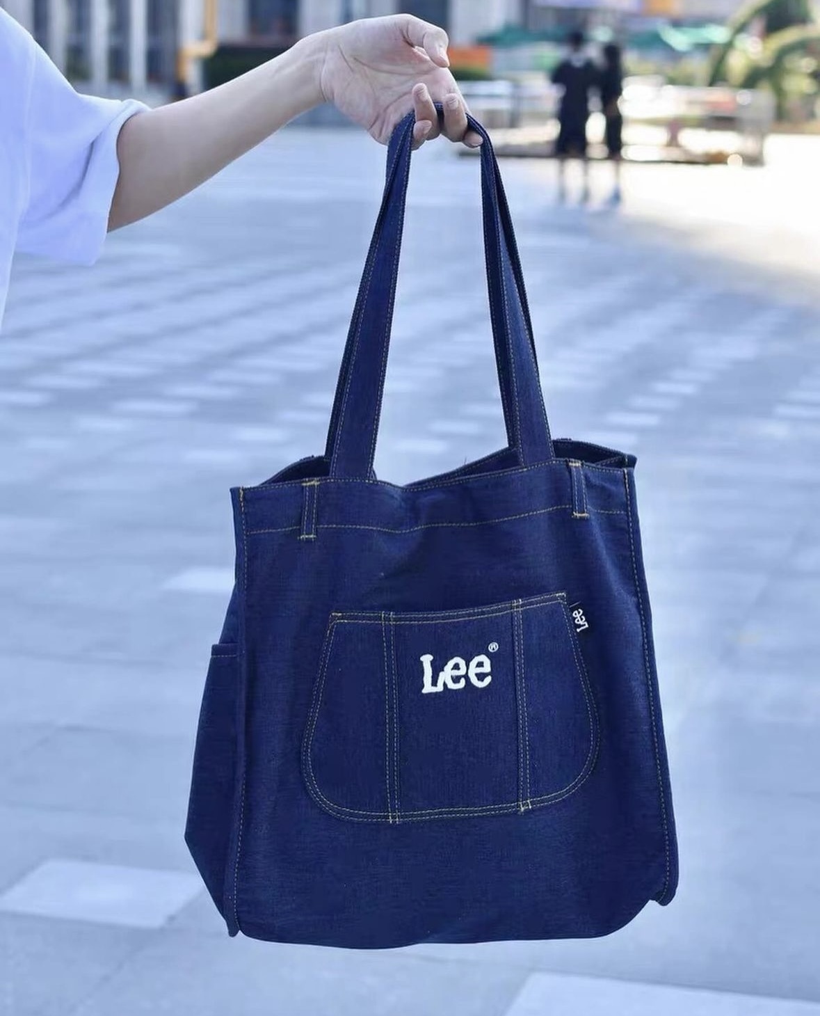 Lee 丹寧帆布托特包 大容量 藏青色 肩背包 手提包 托特包/預購