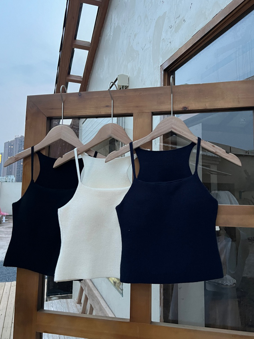 自帶杯墊細肩工字針織背心*3色