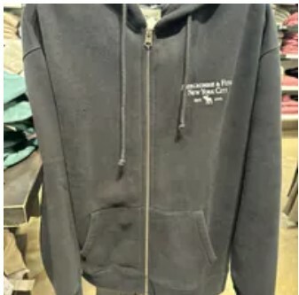 [S] A&F LOGO LETTERING PRINT ZIP HOODIE JACKET,BLACK, 175-122-0183-091 [FINAL SALE] (SAF52)
