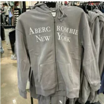 [S] A&F LOGO LETTERING PRINT ZIP HOODIE JACKET,GREY, 175-122-0183-015 [FINAL SALE] (SAF53)