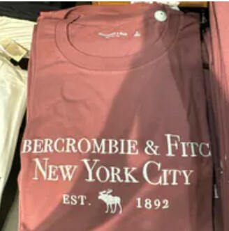 [S] A&F EMBROIDERED LOGO TEE TOP,MAROON, 175-123-0169-062 (SAF54)