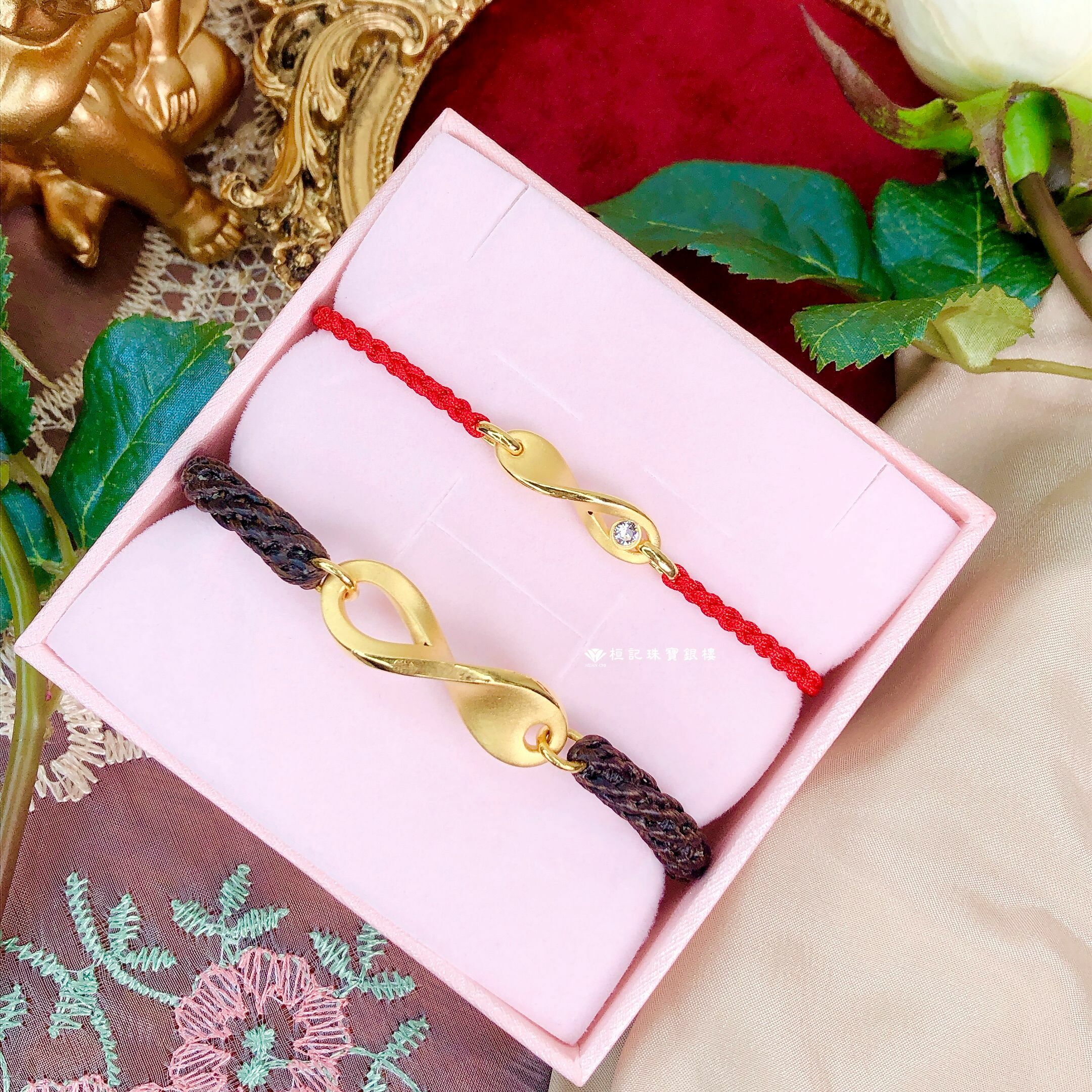 無限專一 情侶編織金手鍊