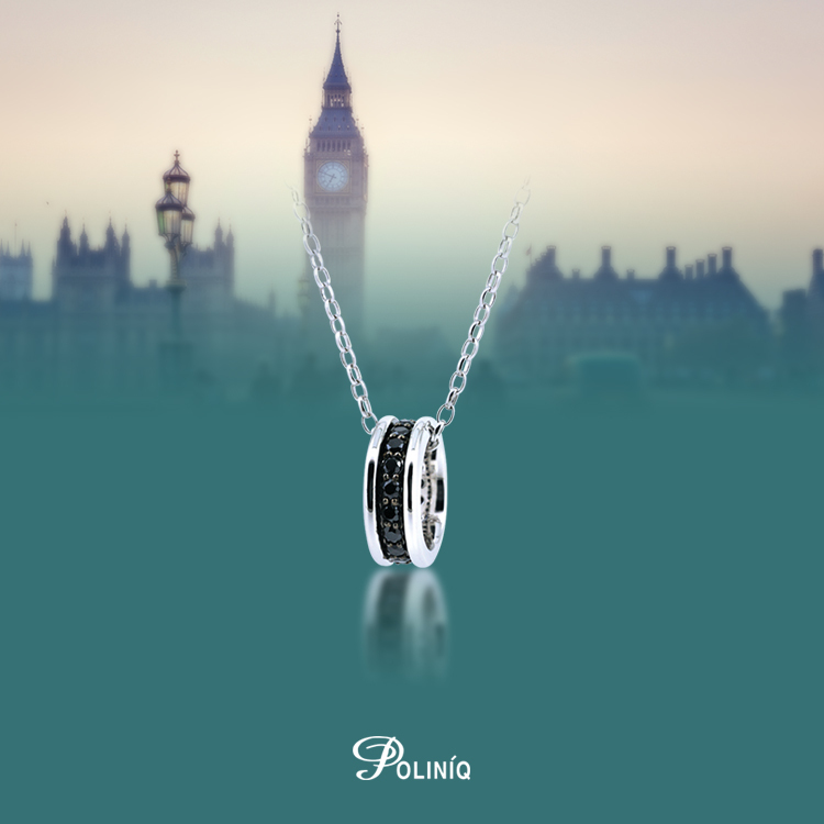 925純銀「愛相隨」黑鋯石項墜+贈白鋼項鍊(18吋)-ABSNP0015