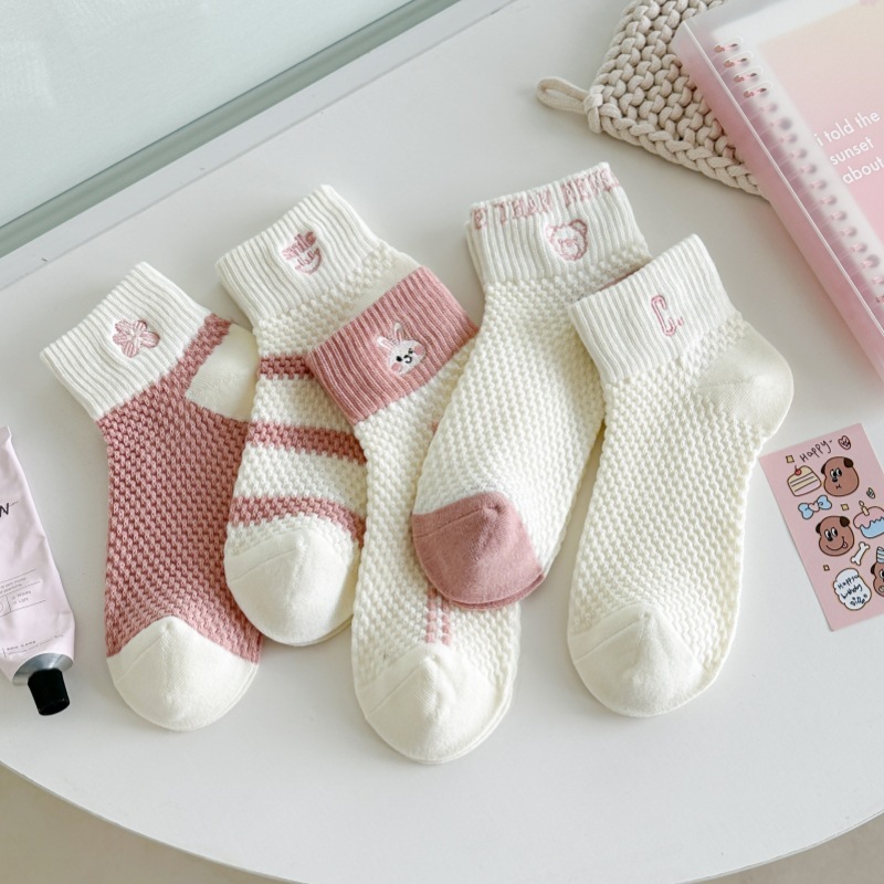 [3 FOR RM10] Spring Pastel Pink Mid-Calf Socks