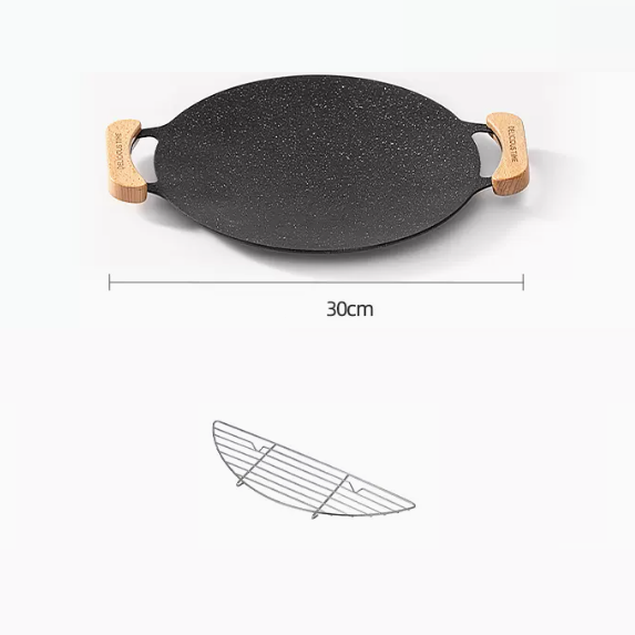New barbecue plate iron plate utensil set (small _ open flame + insulation rack)