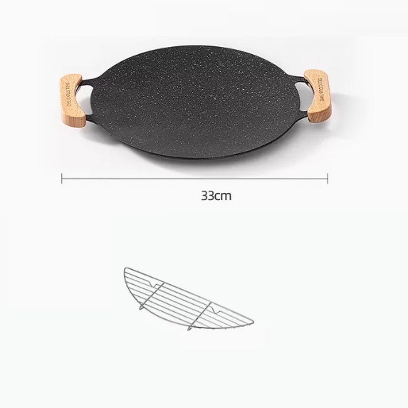 New barbecue plate iron plate utensil set (large _ open flame model + thermal rack)