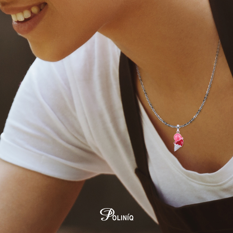 925純銀「愛的冰淇淋」項墜+贈白鋼項鍊-ADSDP0027