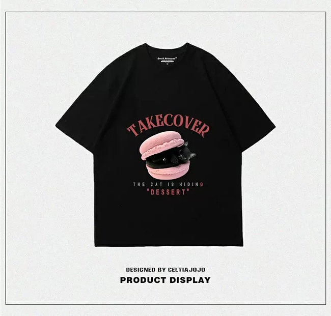 馬卡龍夾心餡黑可可貓-三色