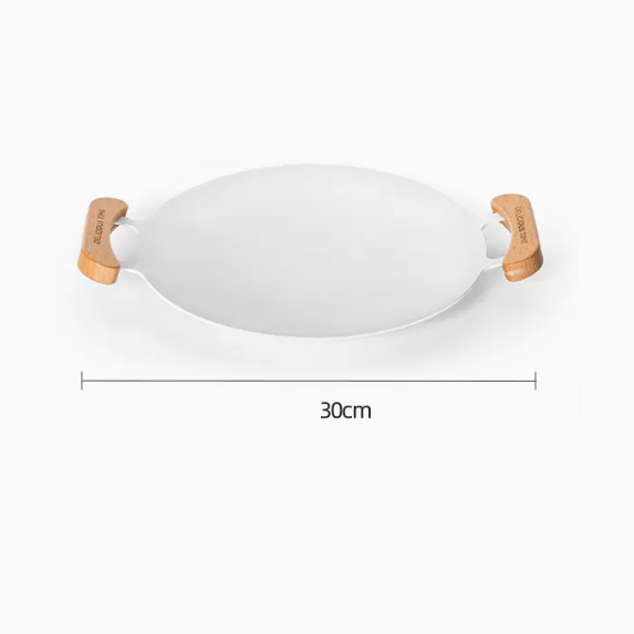 New barbecue plate iron plate utensils (ceramic glaze layer [white small open flame model])