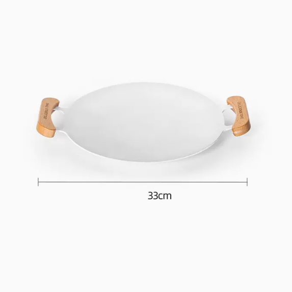 New barbecue plate iron plate utensils (ceramic glaze layer [white large open flame model])