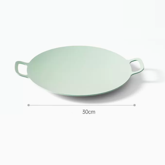 New barbecue plate iron plate utensils (small_mint green open flame model [ceramic glaze])