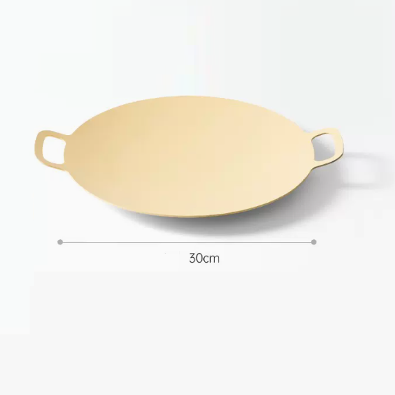 New barbecue plate iron plate utensils (small _ Buna yellow open flame model [ceramic glaze])