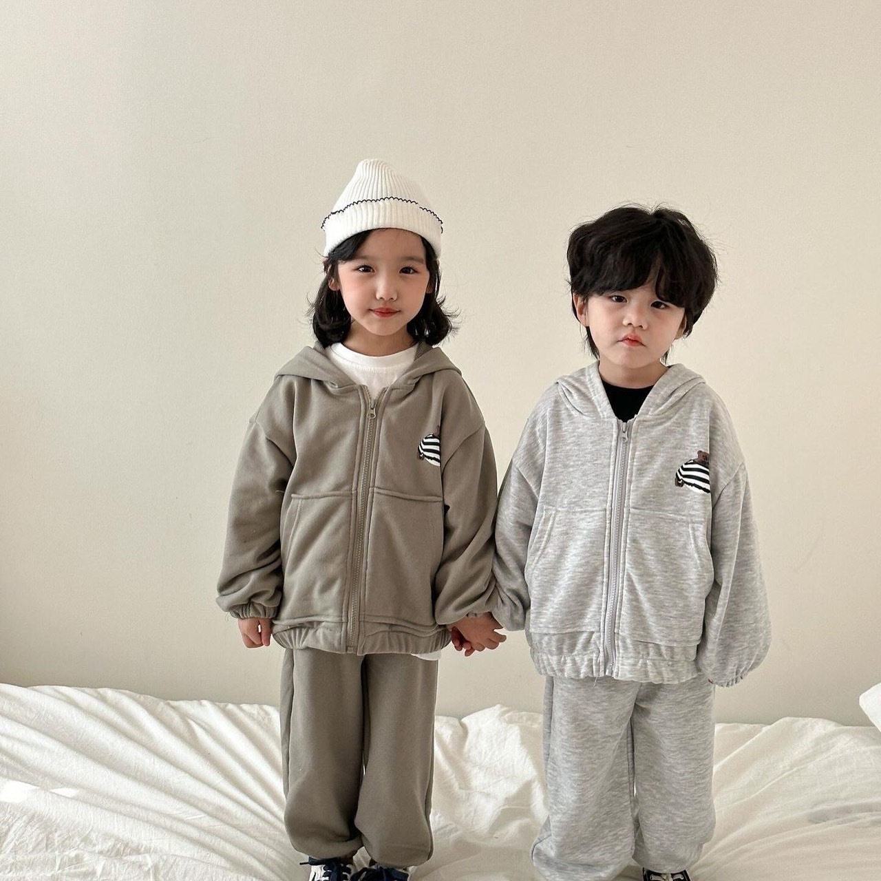 兄弟姐妹一起穿_條紋熊外套套裝