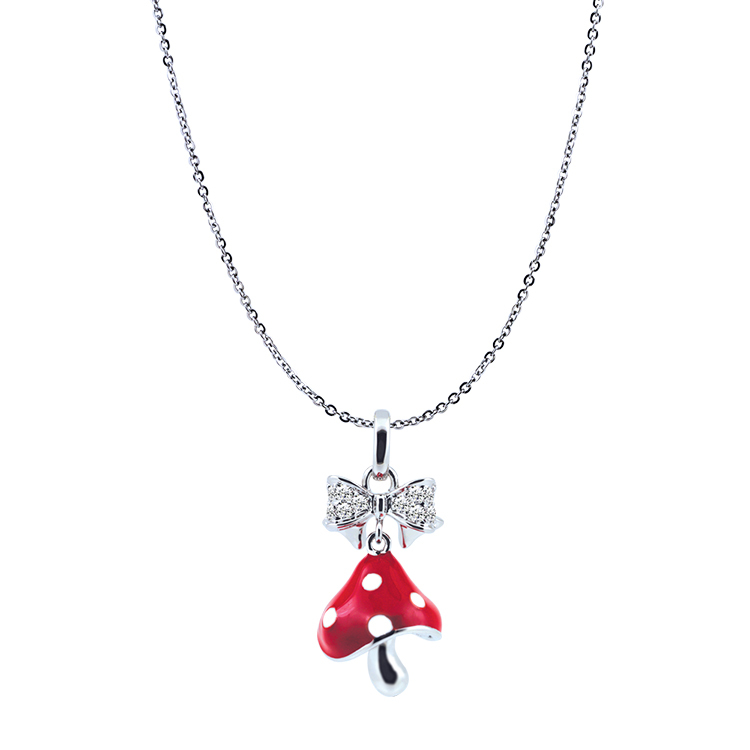925純銀「超級紅蘑菇」項墜+贈白鋼項鍊-ADSDP0030