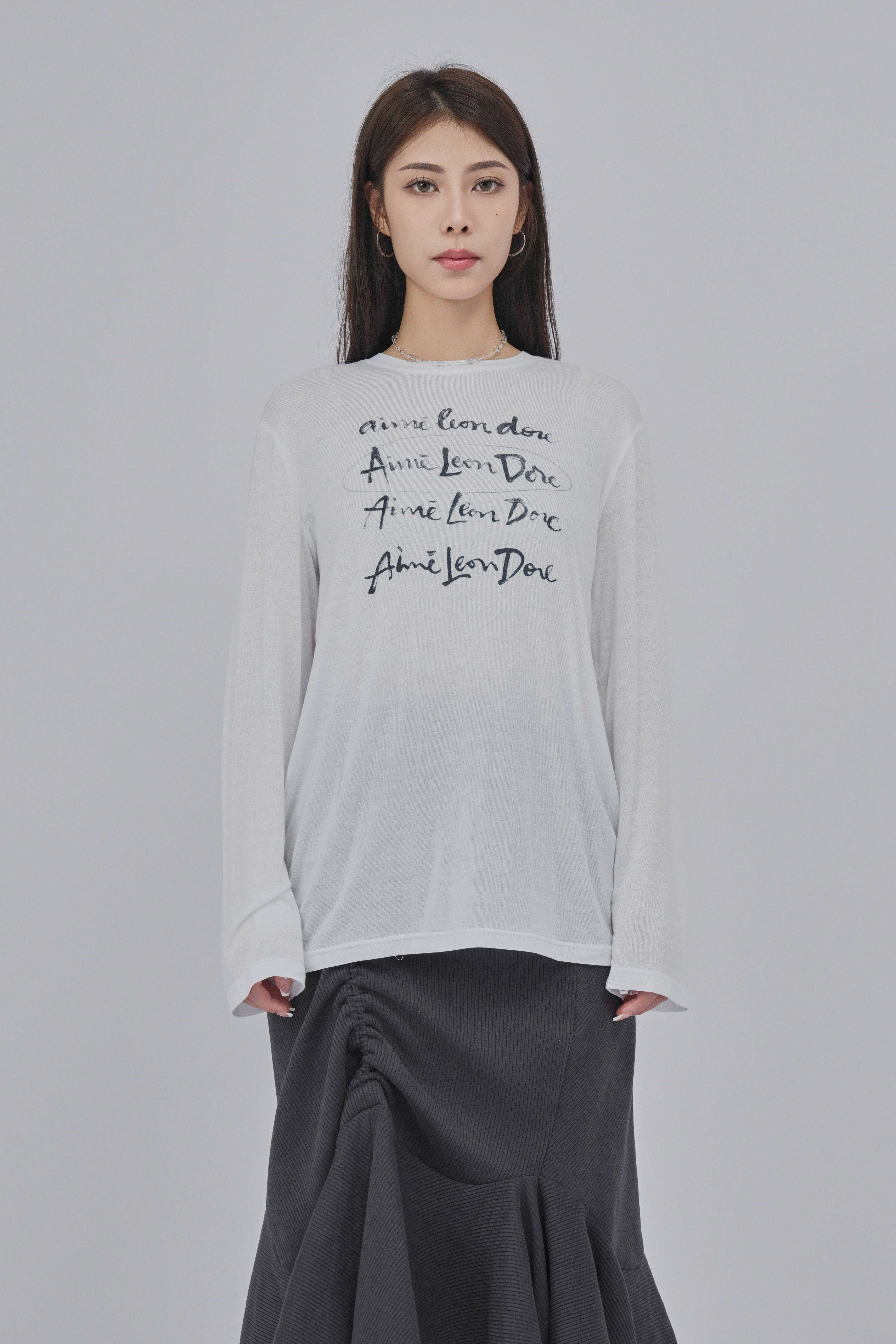 軟透薄棉針織印字tee (*現貨款式）