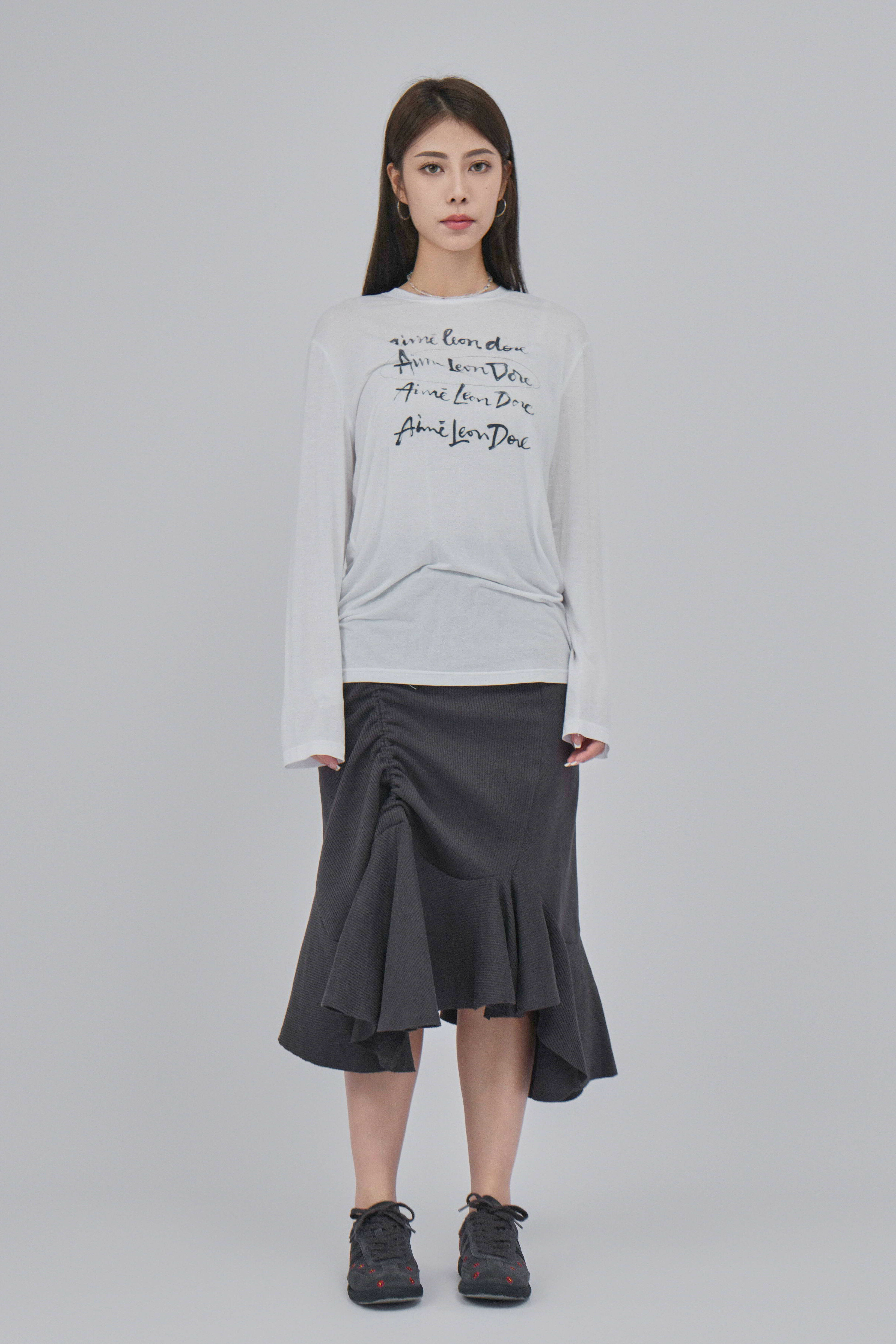 軟透薄棉針織印字tee (*現貨款式）