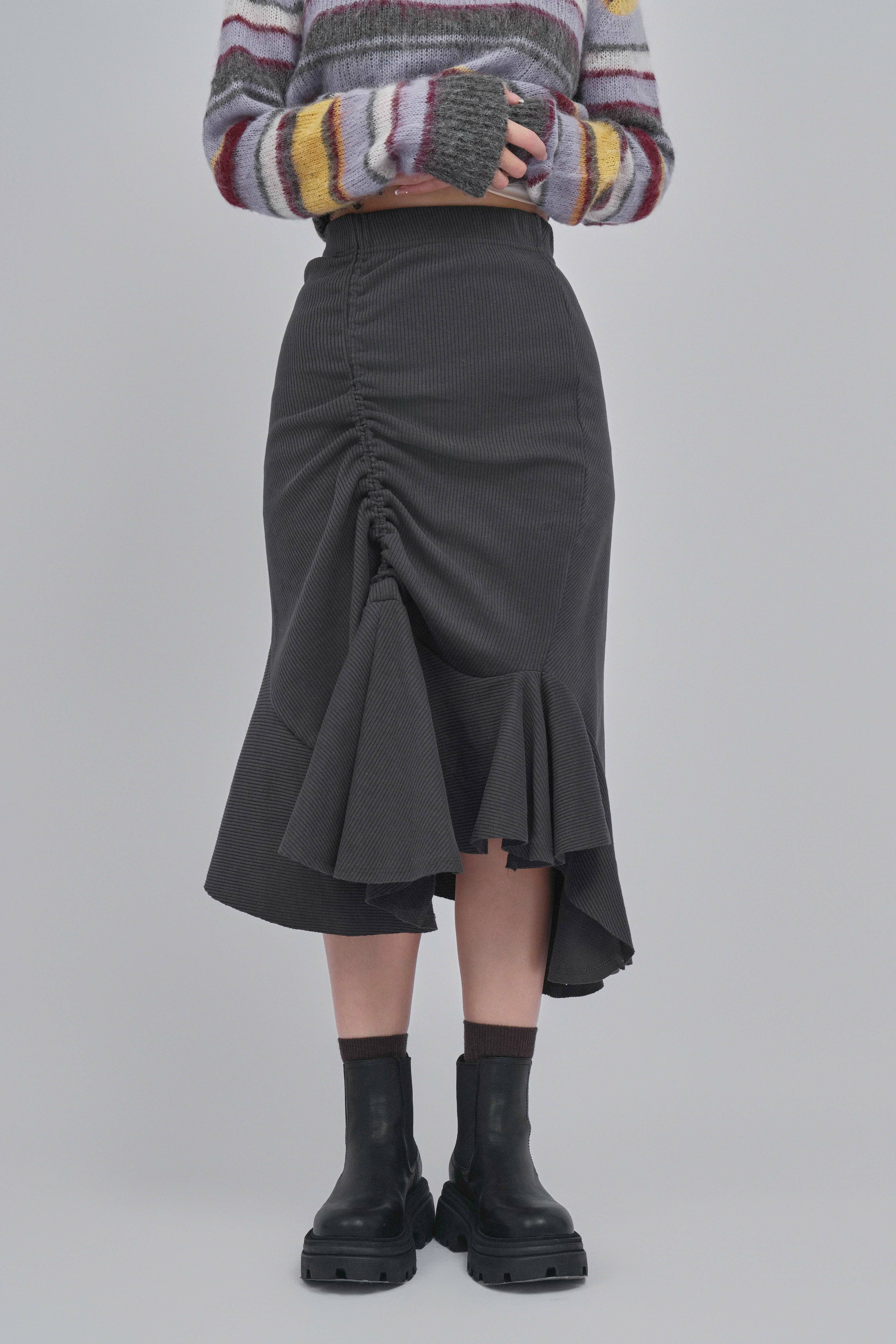 單邊束繩斜紋魚尾裙（現貨款式）