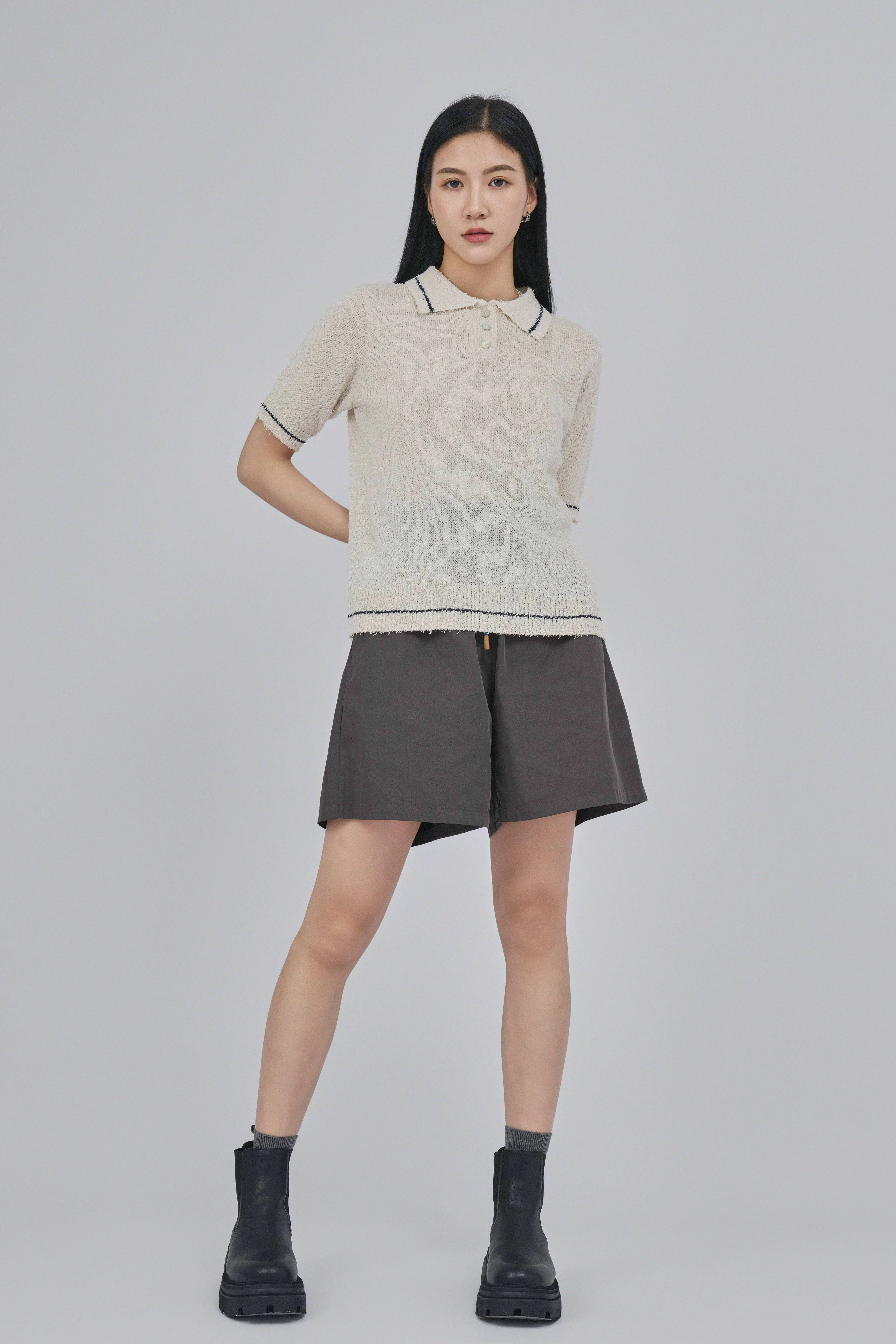 蘇蘇線針織polo上衣 (*現貨款式）