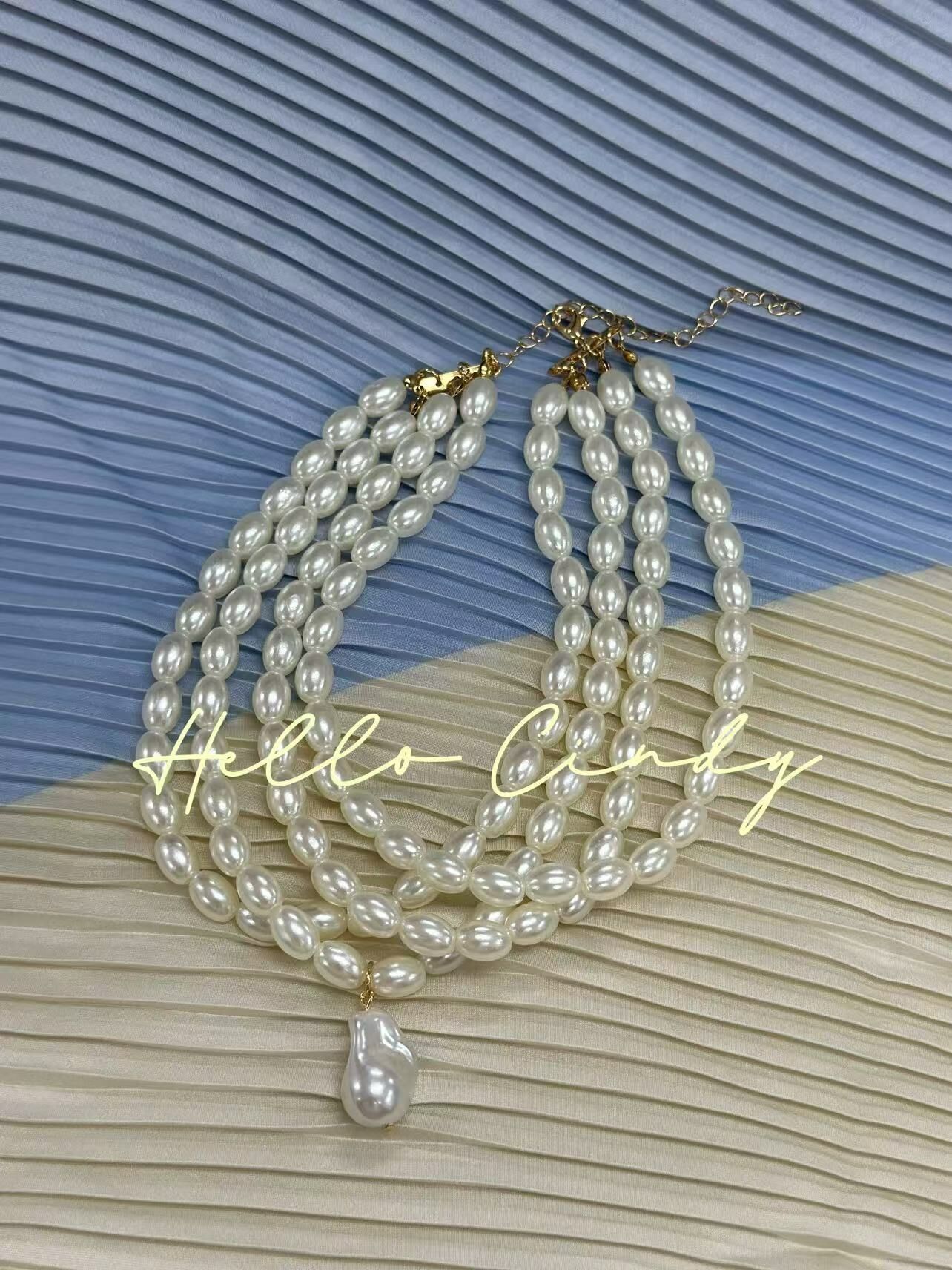 V09053 現貨-多圈珍珠項鍊（不掉色）