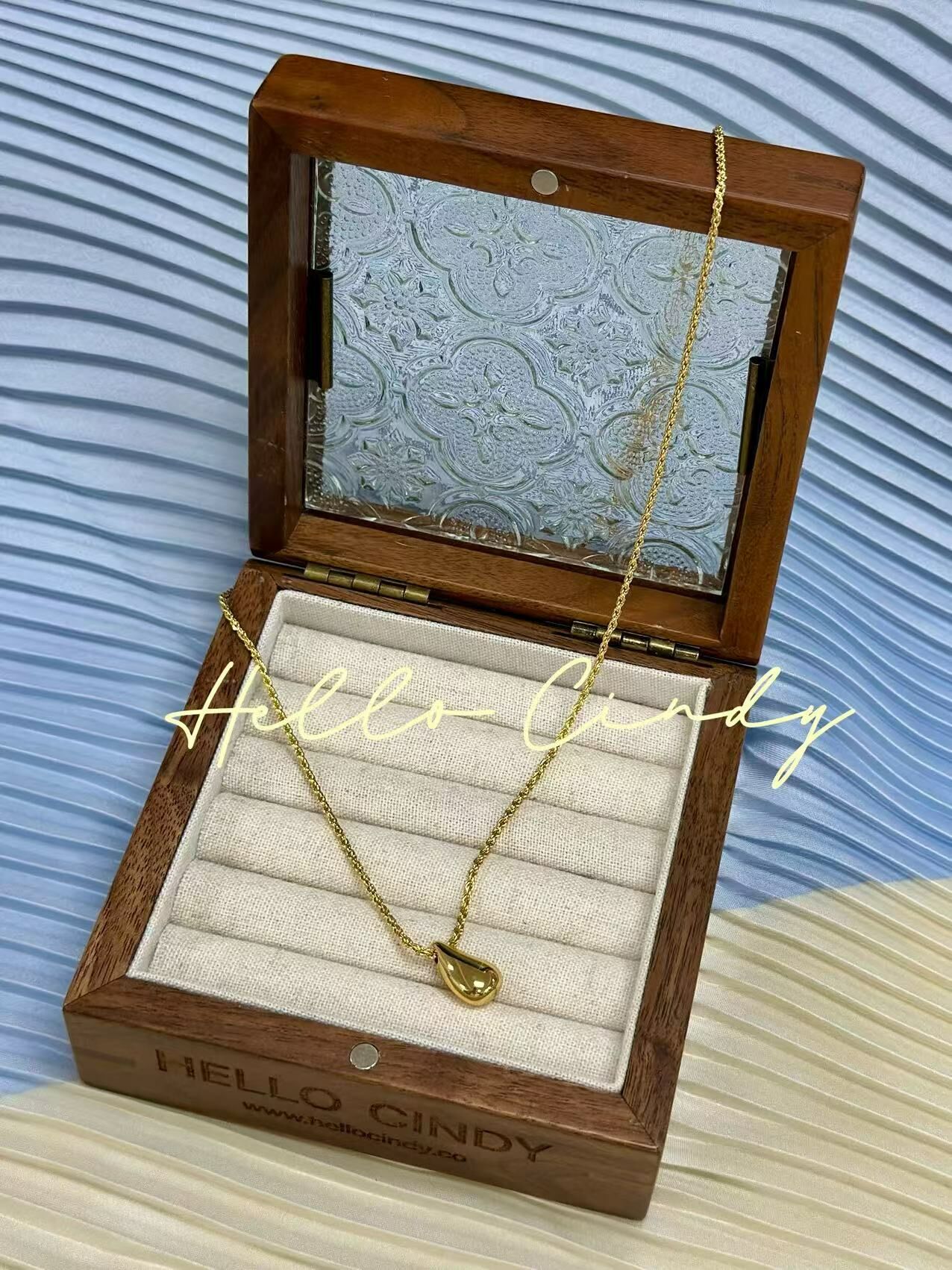 V09055 現貨-水滴豆豆項鍊（不掉色）