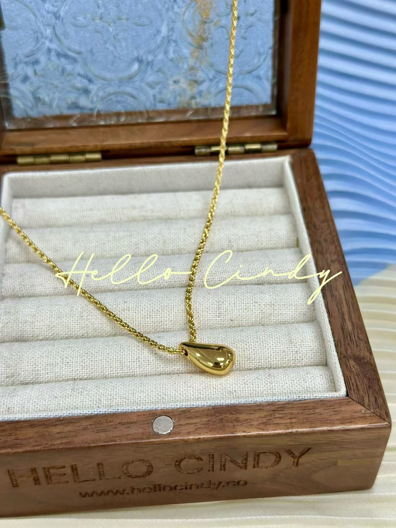 V09055 現貨-水滴豆豆項鍊（不掉色）