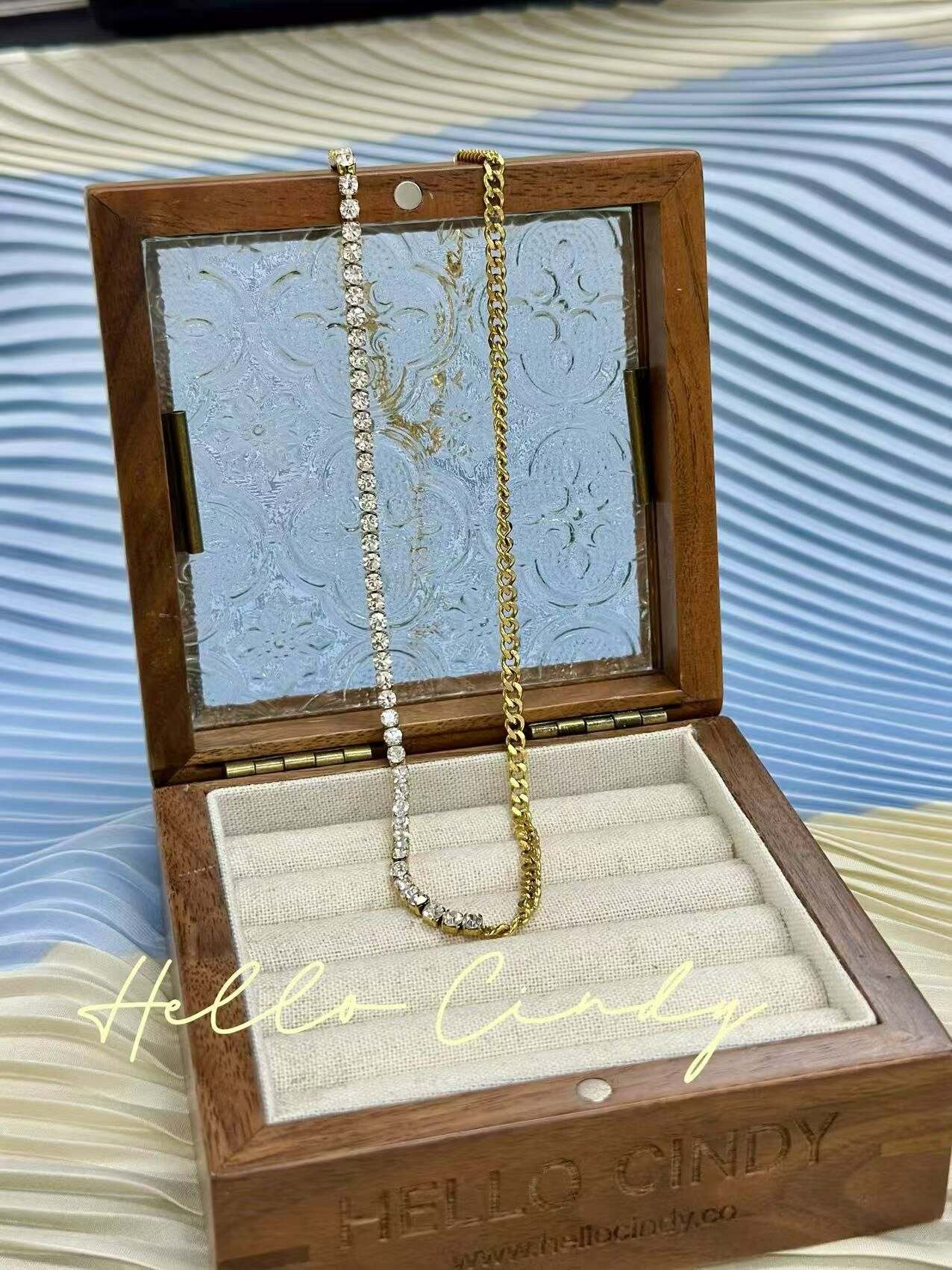 V09057 現貨-閃閃水鑽AB鍊（不掉色）