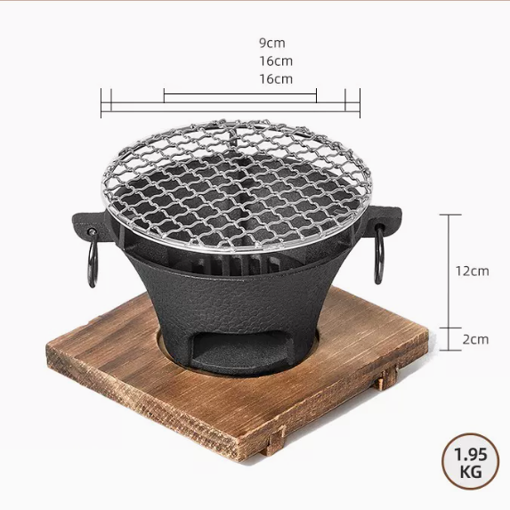 爆款碳爐燒烤煮茶器具套裝（小號16CM單爐+烤網+木底座