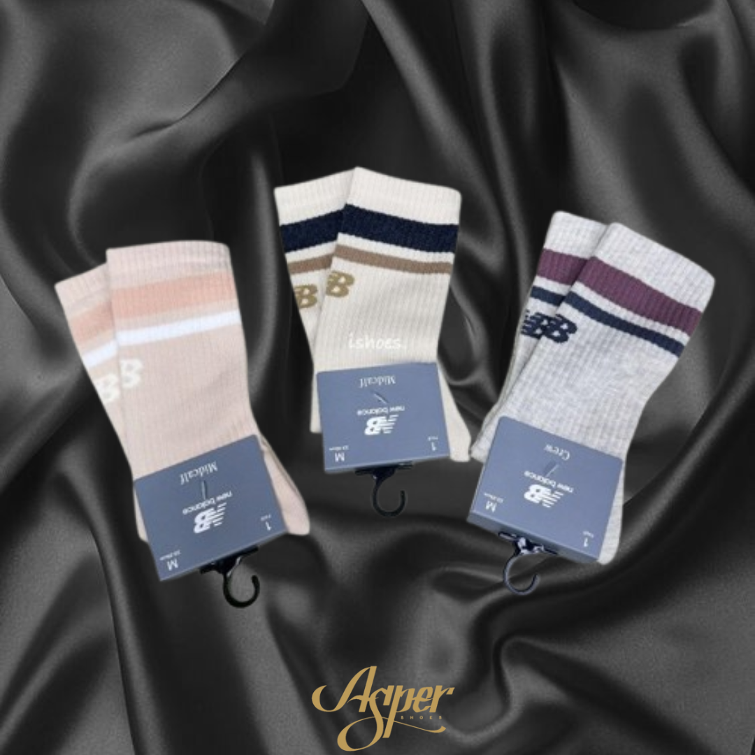 New Balance NB Logo 條紋 中筒襪 一雙 三色 灰/粉/奶茶 LAS32161LIN/OT/DVR